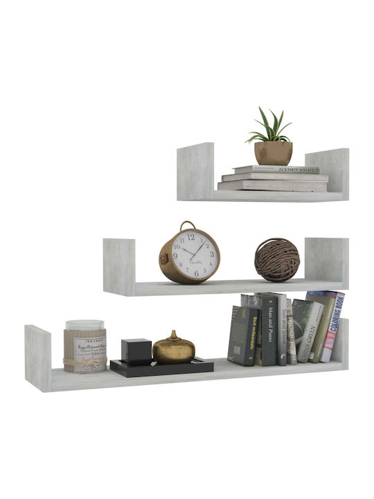 Shelves Wall S/3 Gray 3pcs 60x15x10cm