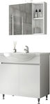 Drop Alfa 85 Bench with Washbasin & Mirror L82xW33xH80cm White