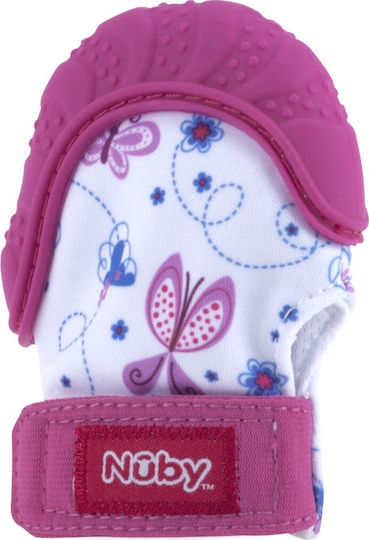 Nuby Happy Hands Teething Mitten Teething Glove made of Silicone for 3 m+ Pink
