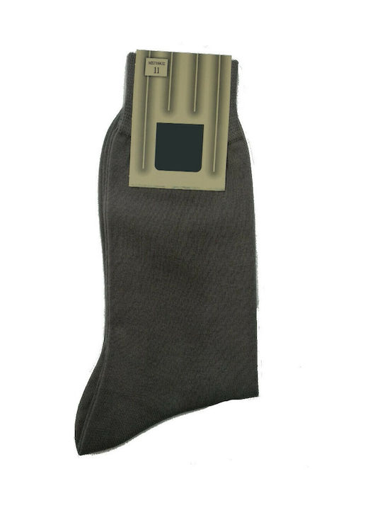 Pournara Men's Solid Color Socks Gray 113-14