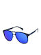 Italia Independent Men's Sunglasses with Navy Blue Metal Frame and Blue Mirror Lens 0501.021.000