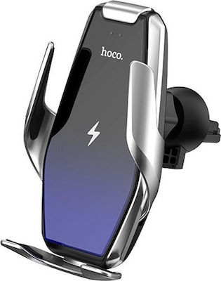 Hoco Βază de Telefon Auto S14 Surpass Wireless Charger cu cârlige reglabile și Încărcare Wireless Argint