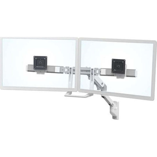 Ergotron HX Wall Dual Monitor Arm Desktop Stand for 2 Monitors up to 32" White