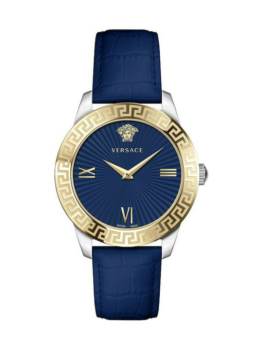 Versace Uhr mit Blau Lederarmband VEVC00219