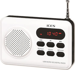 Ices IMPR-112 Tabletop Radio Rechargeable with USB White