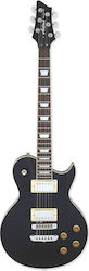 Aria Electric Guitar Pro II PE-350 with HH Pickups Layout, Techwood Fretboard in Black