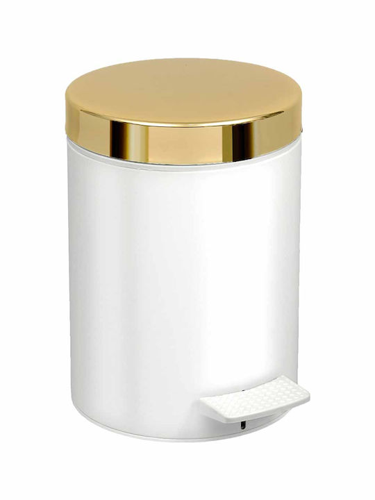 Pam & Co Metallic Toilet Bin with Soft Close Lid 5lt White