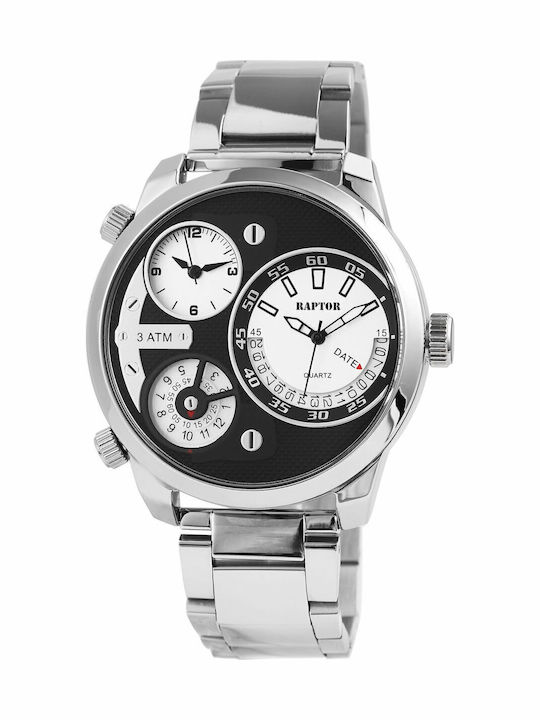 Raptor Men's Watch 50mm Chronograph Battery with Silver Metal Bracelet