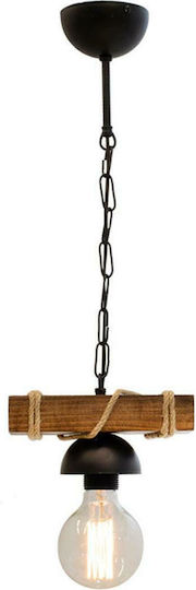 Pakketo PWL-0107 Hängelampe Schwarz mit Seil für Fassung E27 20cm.