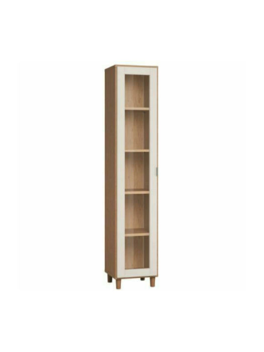 Simple Floor-standing Living Room Display Cabinet made of Particleboard with Lighting Natural 39x38x194.50cm