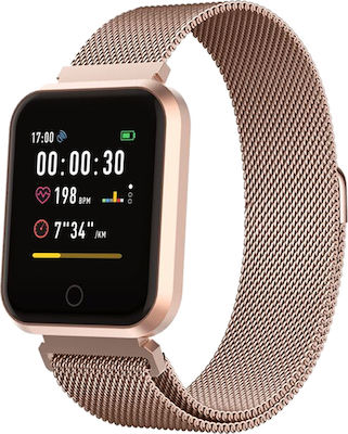 Forever ForeVigo SW-300 42mm Smartwatch με Παλμογράφο (Ροζ Χρυσό)
