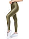 Women's Long Legging Shiny & High Waisted Khaki