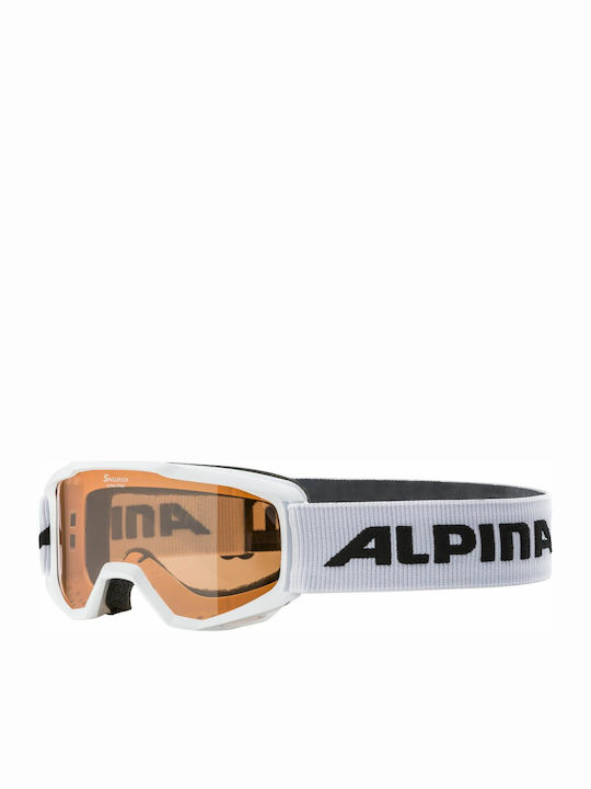 Alpina Piney Ski & Snowboard Goggles Kids White with Lens in Orange Color