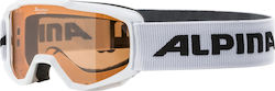 Alpina Piney Ski & Snowboard Goggles Kids White with Lens in Orange Color
