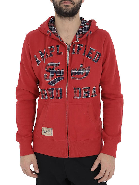 Funky Buddha Men's Sweatshirt Jacket with Hood Red