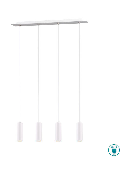 Trio Lighting Marley Suspendat Candelabru Calea ferată pentru 4 Becuri GU10 Alb