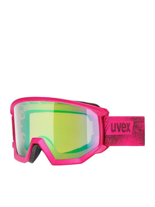 Uvex Athletic CV Μάσκα Σκι & Snowboard Ενηλίκων Ροζ με Φακό Καθρέπτη σε Πράσινο Χρώμα