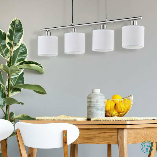 Trio Lighting Tommy Pendant Light White Rail for 4 Bulbs E14, E.14 75cm