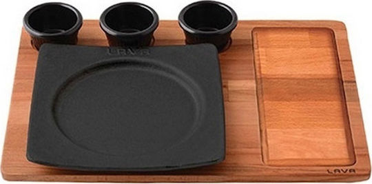 Lava Platou de Servire pentru Sushi Lemn cu bol și farfurie 21x21buc 5buc