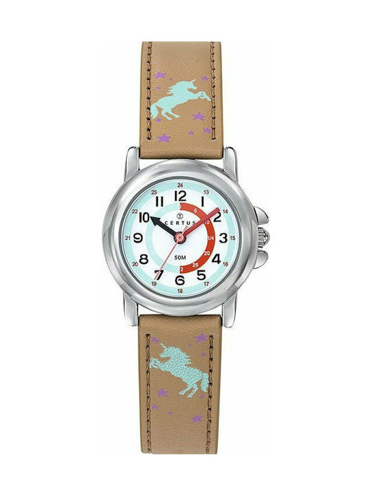 Certus Kids Analog Watch with Leather Strap Brown