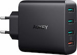 Aukey Φορτιστής Χωρίς Καλώδιο με 4 Θύρες USB-A 42W Quick Charge 3.0 Μαύρος (PA-T18)