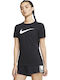 Nike Swoosh Γυναικείο Αθλητικό T-shirt Dri-Fit Μαύρο