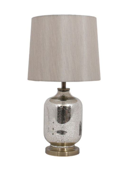 Fylliana Metall Tischlampe mit Beige Schirm und Silber Basis