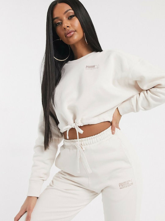 Puma heavy fleece cropped hoodie white 2025