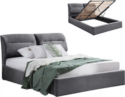 Κρεβάτι Υπέρδιπλο Υφασμάτινο Kendra με Αποθηκευτικό Χώρο & Τάβλες 160x200cm