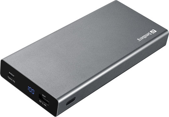 Sandberg 420-52 Power Bank 20000mAh 88W με Θύρα USB-A και Θύρα USB-C Power Delivery Γκρι