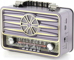 KEMAI MD-1906BT Retro Portable Radio Rechargeable with USB Purple