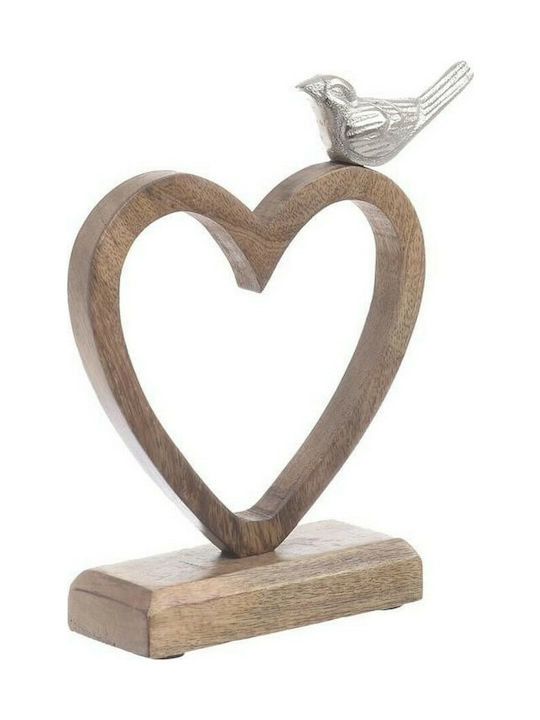 Inart Wooden Heart Table Decor 18x5x20cm