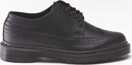 dr martens kelvin brogues in black polished smooth