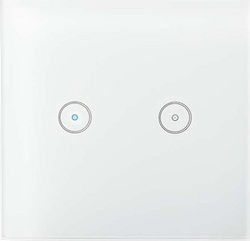 Nedis WiFi Smart Light Switch Dual Recessed Electrical Lighting Wall Switch Wi-Fi Connected with Frame Touch Button White