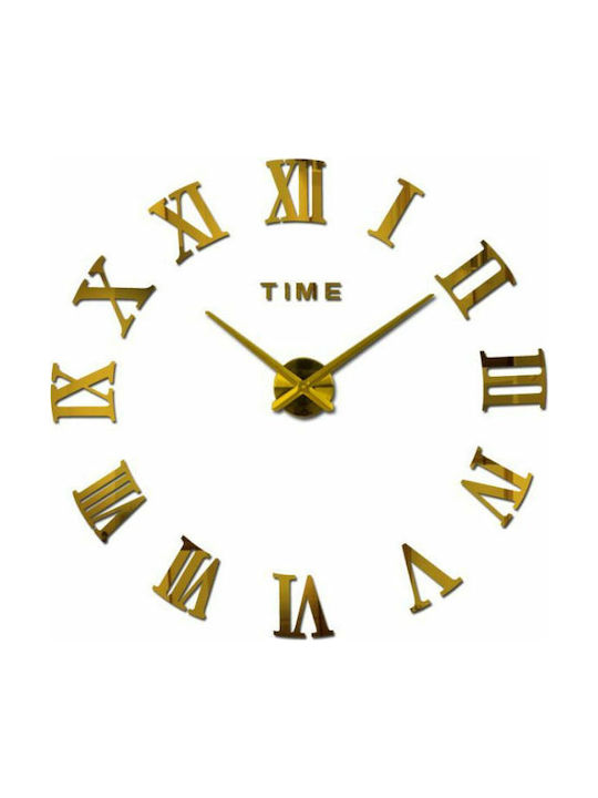 Do It Yourself Roman Gold 120cm 3D Wall Clock Sticker Plastic Gold Ø120cm