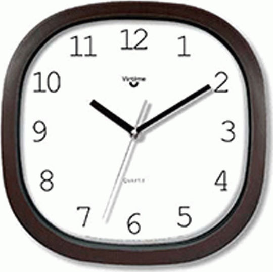 Virtime Стенен часовник Пластмаса Кафяв 30x30см
