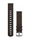 Garmin Quick Release 20mm Dark Brown Leather with Silver Hardware