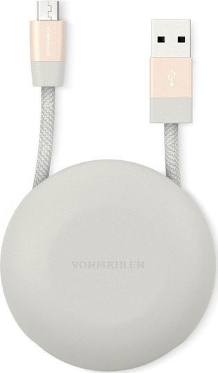 Vonmählen The Luxury Cable 1m Braided / Retractable USB 2.0 to micro USB Cable White (E070P0006)