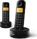 Philips D160 Cordless Phone (2-Pack) Black