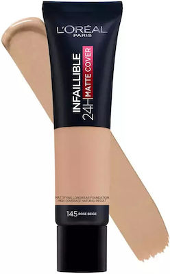 L'Oreal Paris Infaillible 24H Matte Cover Machiaj lichid 145 Rose Beige 30ml