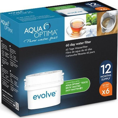 Aqua Optima Evolve EVD Water Filter for Jugs with Activated Carbon 12pcs