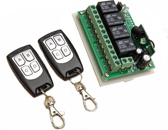 Haitronic Comutator Inteligent Wireless 12V 4 Canale 315Mhz/433Mhz RF 10A Cu Telecomandă 12 Bucăți