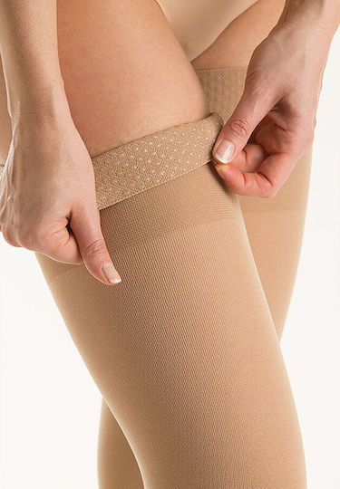 Relaxsan Medicale Classic Socks Thigh High Graduated Compression with Silicone & Open Toes 15-21 mmHg Beige