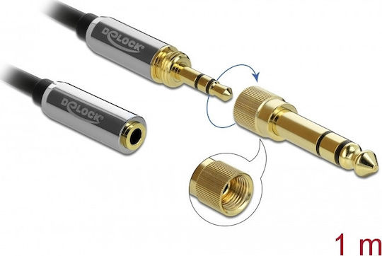 DeLock DeLock 3,5mm Klinkenkabel - 3,5mm Buchse Schwarz 1m mit Vergoldeten Anschlüssen 85780