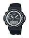Casio Pro Trek Αναλογικό/Ψηφιακό Ανδρικό Ρολόι 47mm Χρονογράφος Solar με Μαύρο Καουτσούκ Λουράκι