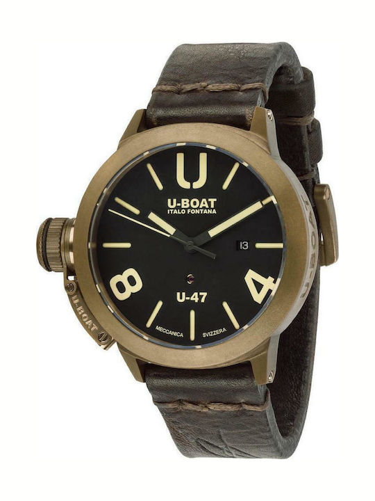 U-Boat U-Boat Ανδρικό Ρολόι 47mm Αυτόματο με Καφέ Δερμάτινο Λουράκι