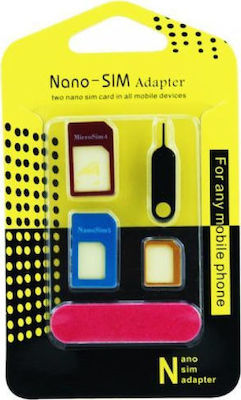 3 in 1 Nano SIM Adapter Μεταλλικά Πολύχρωμα