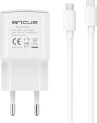 Ancus Φορτιστής με Θύρα USB-A και Καλώδιο micro USB Λευκός (26139)