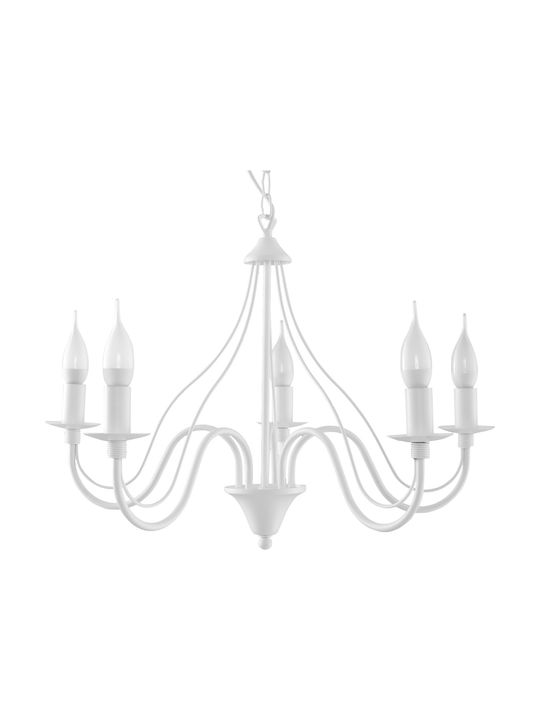 Sollux Minerwa 5 Chandelier Candlestick 5xE14 White 60cm SL.0214