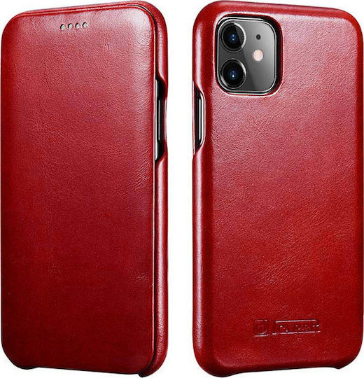 iCarer Vintage Curved Edge Book Piele Roșu (iPhone 11 Pro)